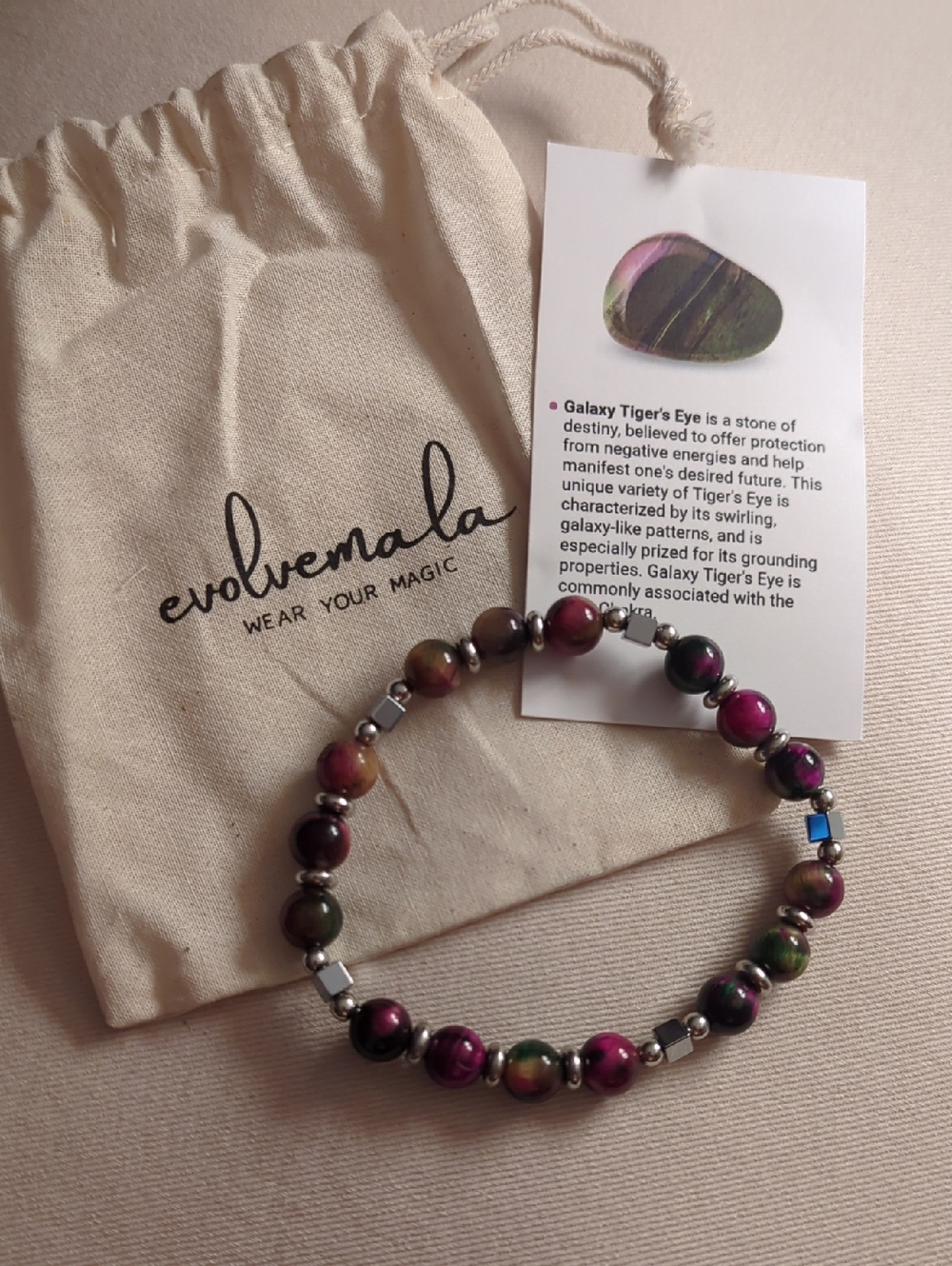 Galaxy Tiger's Eye Multicolor Beaded Stretch Bracelet